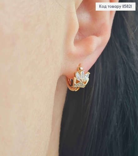 Серьги кольца 1см, "Королевские" с камешками, Xuping 18K 115821 фото 1