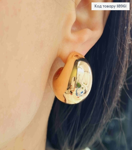 Серьги гвоздики "Объемные", длина 2,6см, Xuping 18K 118961 фото 3