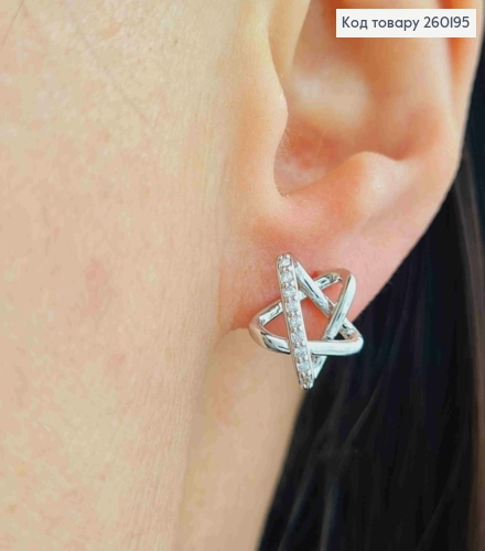 Сережки гвіздки срібного кольору "Зірочки" з Блискучими камінцями (1,2см), сталь XianGuang 260195 фото 1