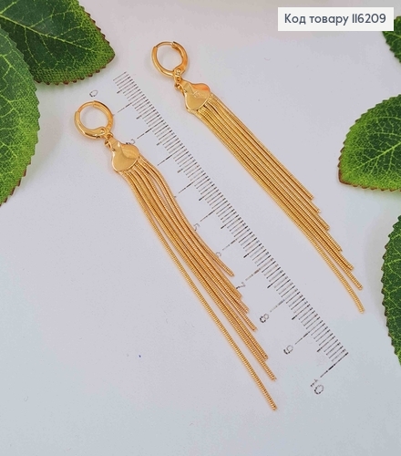 Серьги кольца 1см, "Семь Нитечек" с подвесками 8см, Xuping 18K 116209 фото 1