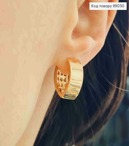 Серьги кольца "Стрели" широкие, ширина 0,8см, длина 1,6см, Xuping 18К. 119030 фото 1