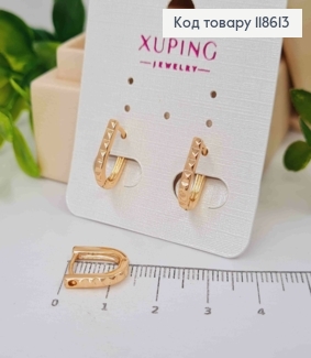 Серьги кольца "Овальные" граненые, длина 1,3см, Xuping 18К 118613 фото