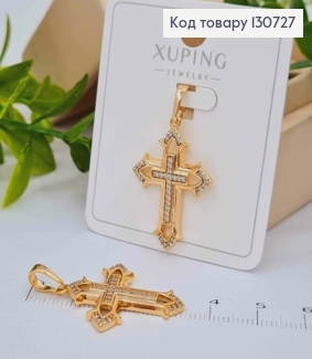 Крестик украшен Блестящими камешками, размер 2,8*2см, Xuping 18K 130727 фото