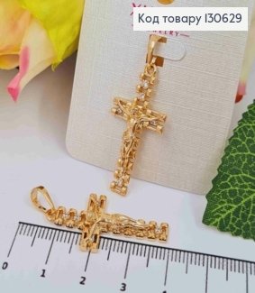 Крестик с Распятием и Блестящими камнями, 3,2*1,6см, Xuping 18K 130629 фото