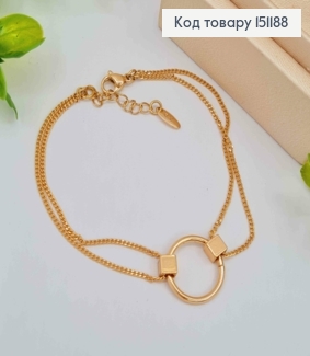 Браслет двойной с Кругом посередине, длина 17+3см, Xuping 18K 151188 фото