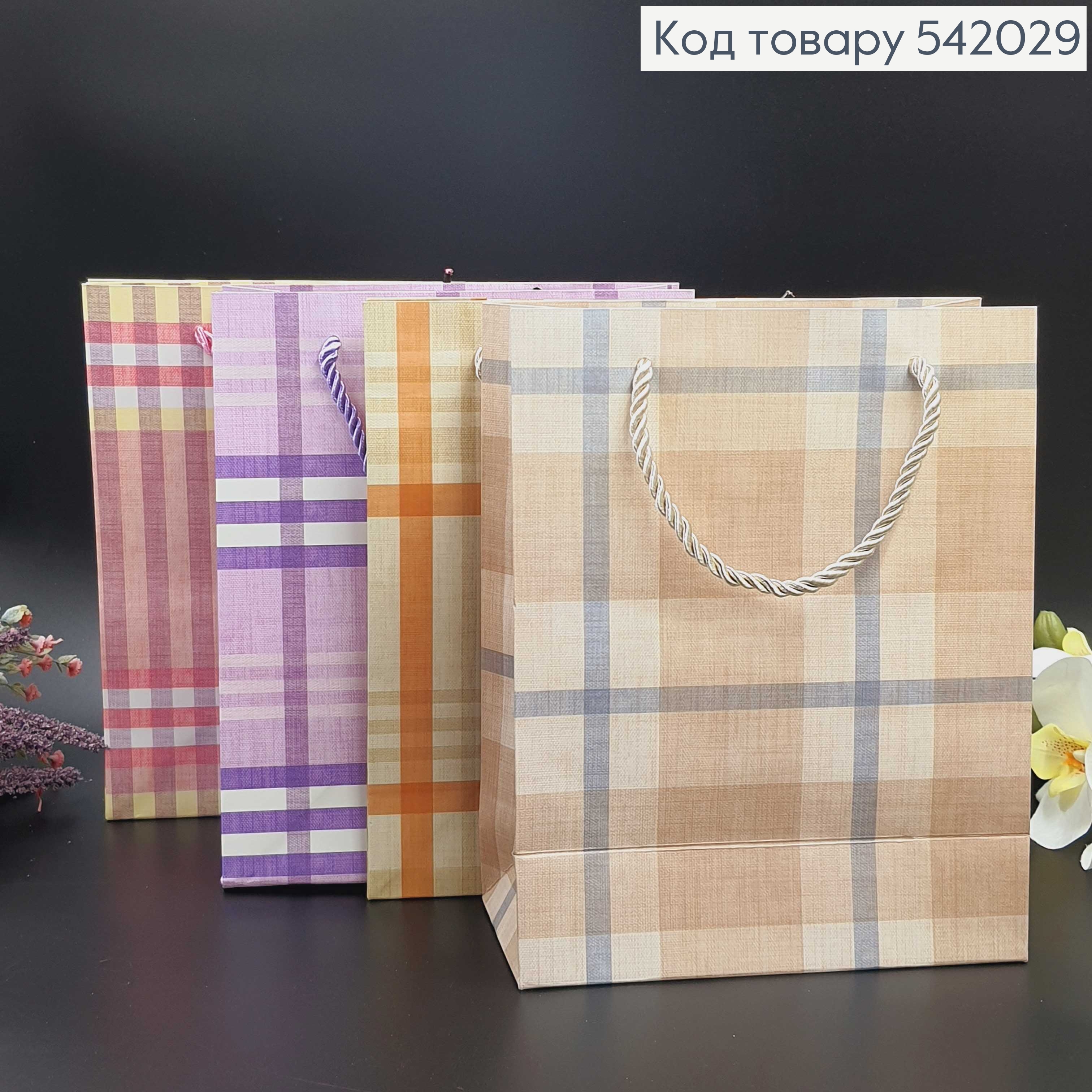 Пакет бумажный средний полоска 24х19 см в асс. 542029 фото 2
