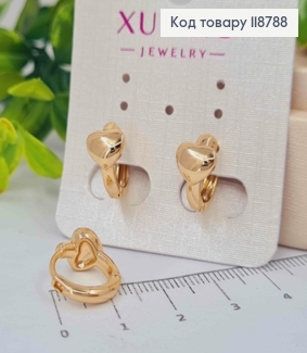Серьги кольца (1,3см), "Сердце" (0,7см), XUPING 18K 118788 фото