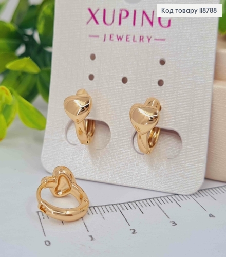 Сережки кільця (1,3см), "Серце" (0,7см), XUPING 18K 118788 фото 1
