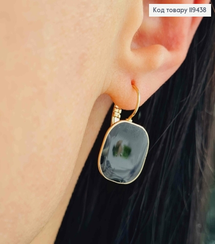 Сережки "Ретро" з Чорною емаллю, 2,5см, італійська застібка, Xuping 18К 119438 фото 2