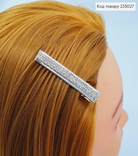 Заколка Стрела 6 см серебряная в камнях 233027 фото 1