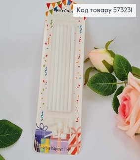 Свечи для торта, Белые с блестками, 12,5+2см 573231 фото