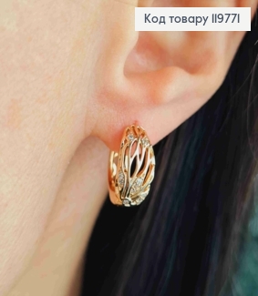 Серьги кольца "Сказочные" украшены Блестящими камешками, диаметр 1,5см, Xuping 18K 119771 фото