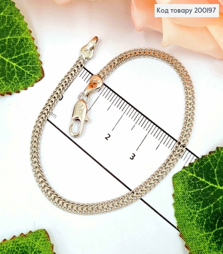 Браслет родованный, плетение Питон, шир. 3мм, дл. 19см, Xuping 18K 200197 фото 1