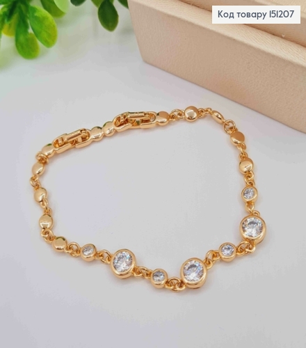 Браслет з Блискучими камінцями,  довжина 16,5+2см, Xuping 18K 151207 фото 1