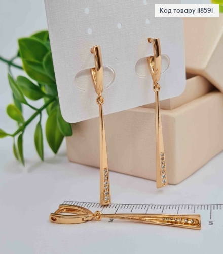 Сережки з рухливою підвіскою в Яскравих камінцях, 1,6+3,3см, Xuping 18К 118591 фото 3