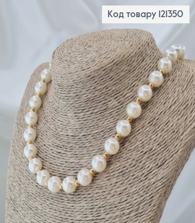 Ожерелье с Жемчужинами 7мм. и золотистыми бусинами, 45+5см, Xuping 18К 121350 фото