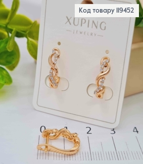 Серьги "Нежность" с Блестящими камешками, 1,5см, английская застежка, Xuping 18К 119452 фото