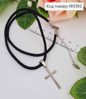 Шнурок черный, с подвеской Крестиком, 45+5см, Xuping 18K 190392 фото