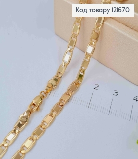 Цепочка плетения ОВАЛЬНЫМИ пластинками с тиснением по краям, ширина 4мм, длина 45см, Xuping 18K 121670 фото