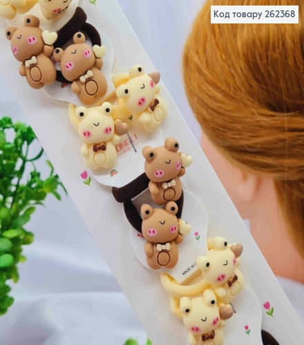 Набір резинок (20шт) ЖАБЕНЯТА, Бежеві пастельні кольори, резинка 3см, жабеня 3*2см 262368 фото 1