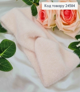 Повязка чалма, "Пушистик", качественная мягкая СВЕТЛО-КРЕМОВОГО цвета, диаметр 50см ширина 11см, Украина. 275012 фото