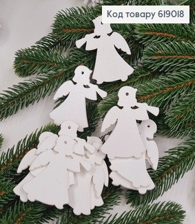 Набір Ангелочки дерев'яні  білі 4,5*4,7 см 10 шт 619018 фото