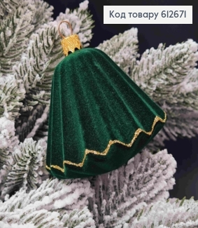 Фигурка бархатная "КОЛОКОЛЬЧИК", ИЗУМРУДНЫЙ, размер 7*8см,новогоднее украшение пластиковое, Украина 612671 фото