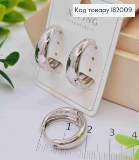 Сережки родовані кільця розширені до низу, ширина 7мм, діаметр 1,9см, Xuping 182009 фото