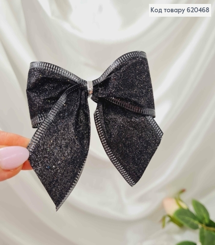 Бант новорічний з блиском  ЧОРНИЙ 9*8см (4см стрічка), ручна робота, Україна 620468 фото 1