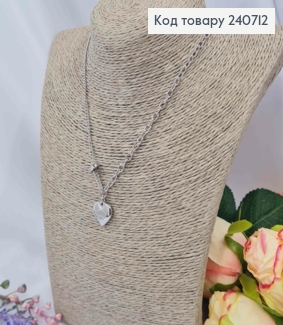 Ланцюжок із підвіскою "Серце" TIFFANY & Co, срібного кольору, 40+5 см, сталь Stainless Steel 240712 фото