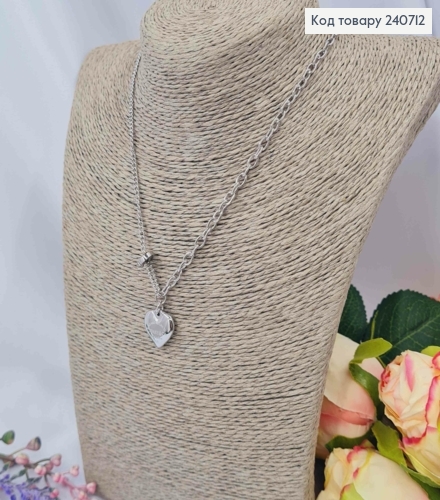 Ланцюжок із підвіскою "Серце" TIFFANY & Co, срібного кольору, 40+5 см, сталь Stainless Steel 240712 фото 1