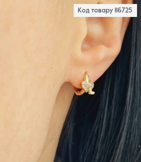 Сережки кільця 1см, "Два сердечка" з камінцями, Xuping 18К 116725 фото