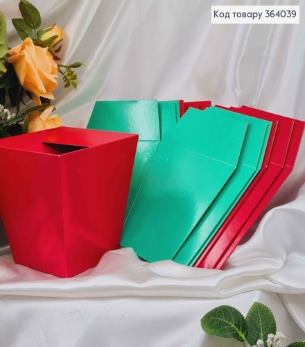 Набор Сумочек флористических, 6шт, Зеленая/Малиновая., картонная складная, 12*15см 364039 фото 1