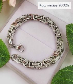 Браслет родований, об'ємний, плетіння бісмарк, довжина 20см 200212 фото