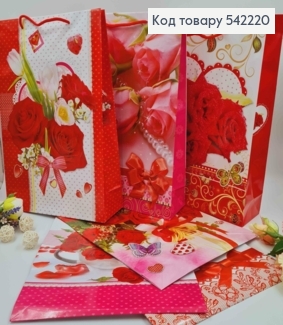 Пакет бумажный, "Букет роз" с кружевом, в ассорт. 38*27*9см 542220 фото