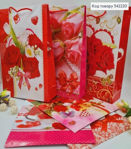 Пакет бумажный, "Букет роз" с кружевом, в ассорт. 38*27*9см 542220 фото 1