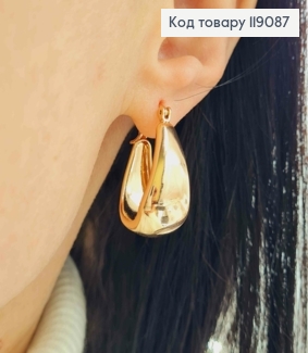 Серьги Овальные расширены вниз, ширина 1,1, длина 2,7см, Xuping 18K 119087 фото