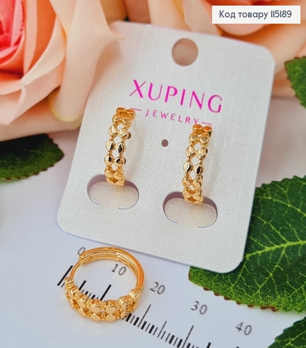 Серьги кольца, с круглыми пластинками, шир.0,5 см, диам. 1,5см Xuping 18K 115189 фото 1