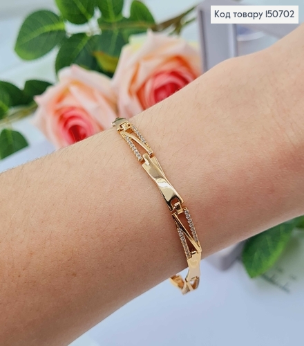 Браслет "Силуэт" с прямоугольными пластинками и камешками, 16+3см Xuping 18K 150702 фото 1