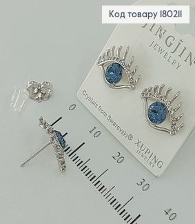 Серьги гвоздики Глаза с камнями Swarovski   родированное медзолото Xuping Swarovski 180211 фото
