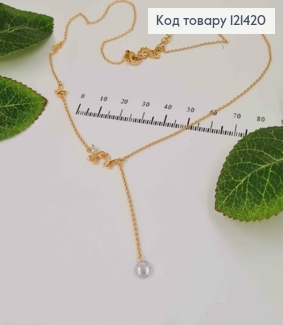 Цепочка с подвеской камешком без оправы 6мм и бабочками, длина 45+5см, Xuping 18K 121420 фото