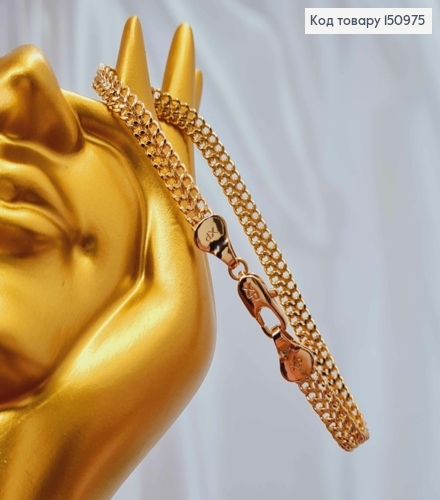 Браслет двойное панцирное плетение, дл. 18см, ширина 5мм, Xuping 18К. 150975 фото 1