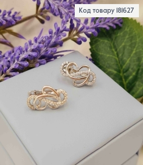 Сережки родованные "Вихрь Любви" украшены блестящими камешками, 1,9см, англ. застежка XUPING 181627 фото