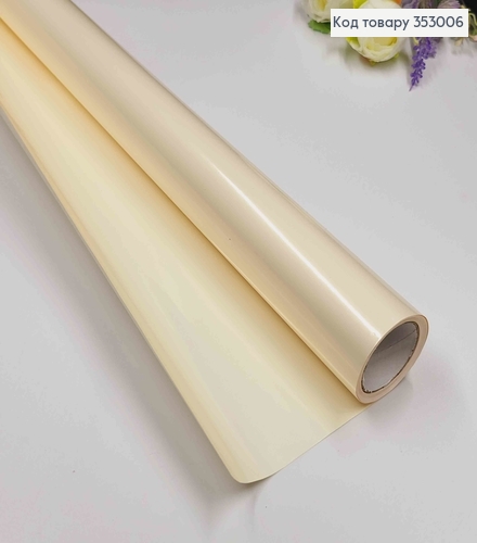 Плівка двостороння "Бархат перламутр" глянцева, колір АЙВОРІ, рулон 68см*8м,щільна 70мкр 353006 фото 1