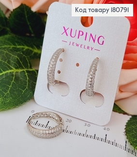 Сережки родированые кольца с камнями, 1,5см, Xuping 18К 180791 фото