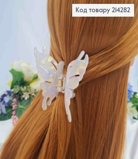 Краб пластик, МЕТЕЛИК з ажурними крилами, 7,5*8см, Перламутрово-Білого кольору 214282 фото