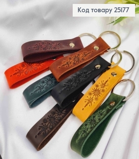 Брелок кожаный, с орнаментом "Солнца", 8*2см, в ассортименте 25177 фото