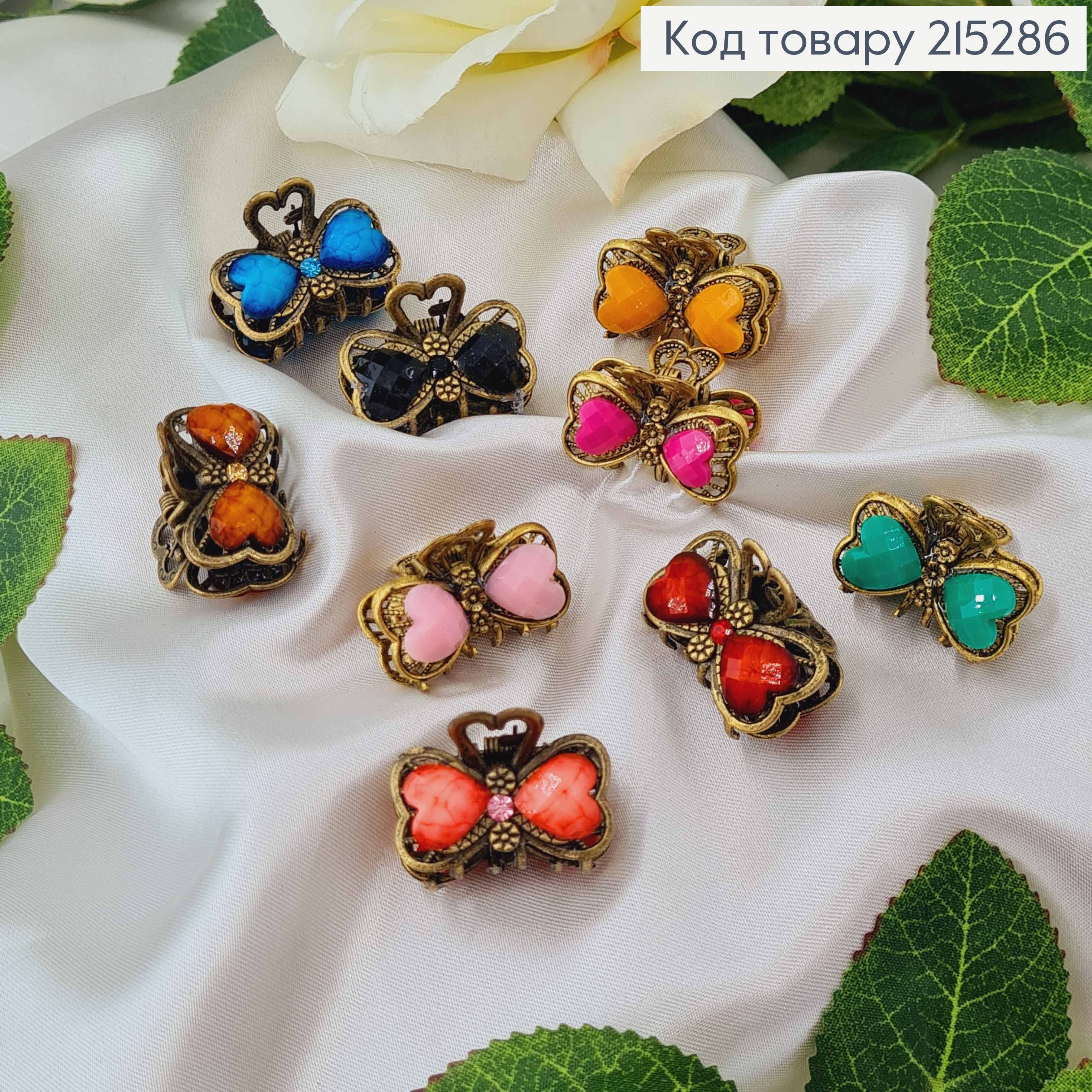 Краб металл бронза, 2,5см, бантики с камешками цвета в ассорт. 215286 фото 1