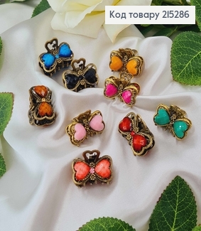 Краб металл бронза, 2,5см, бантики с камешками цвета в ассорт. 215286 фото