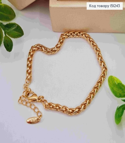 Браслет плетение КОСИЧКА, ширина 3мм, длина 17+3см, Xuping 18К 151243 фото 2